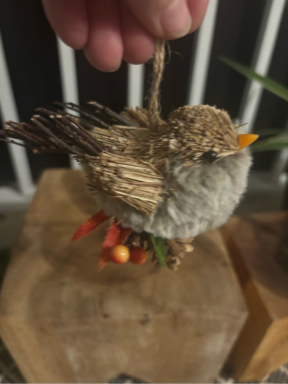 Rustic Woodland Bristle Bird Fall Ornament Pinecone Berries